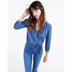 Madewell Denim Descanso Wash Wrap Top
